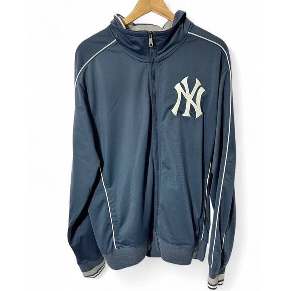 Nike MLB Baseball New York Yankees Gray & White Embroidered Track Jacket XL - Picture 2 of 10